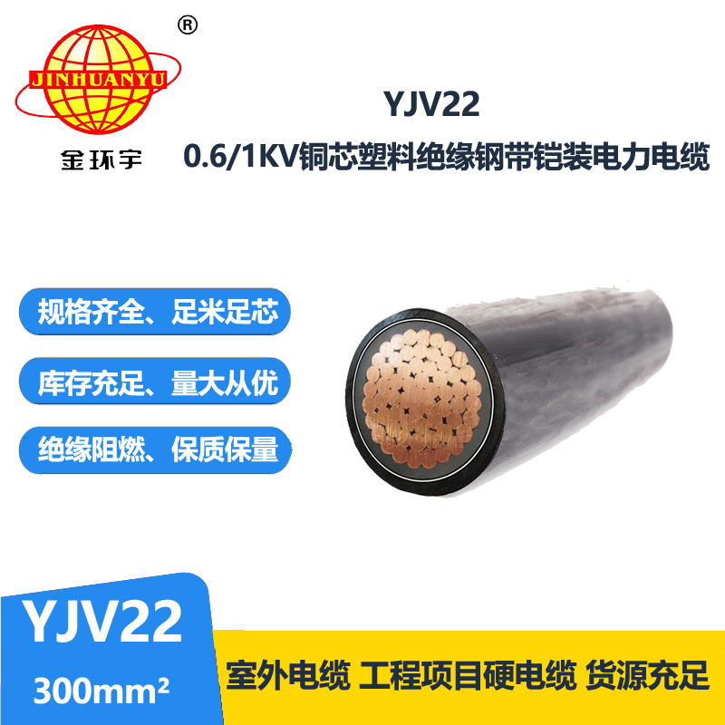 金環(huán)宇電線電纜 室外電纜鎧裝YJV22-300平方 深圳yjv22電力電纜